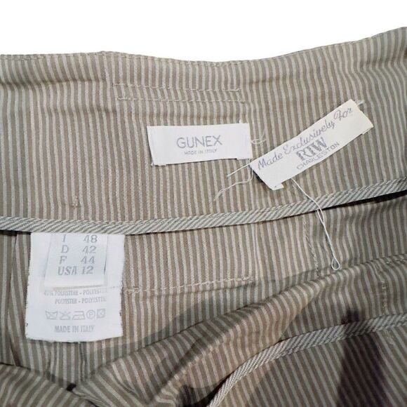 GUNEX Made In Italy High Waist Faux Front Pocket Pinstripe Skirt With Belt Loops - Picture 4 of 5